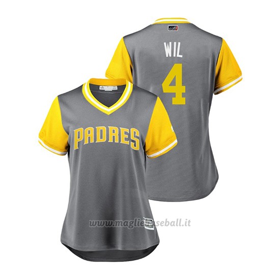 Maglia Baseball Donna San Diego Padres Wil Myers 2018 Llws Players Weekend Wil Grigio